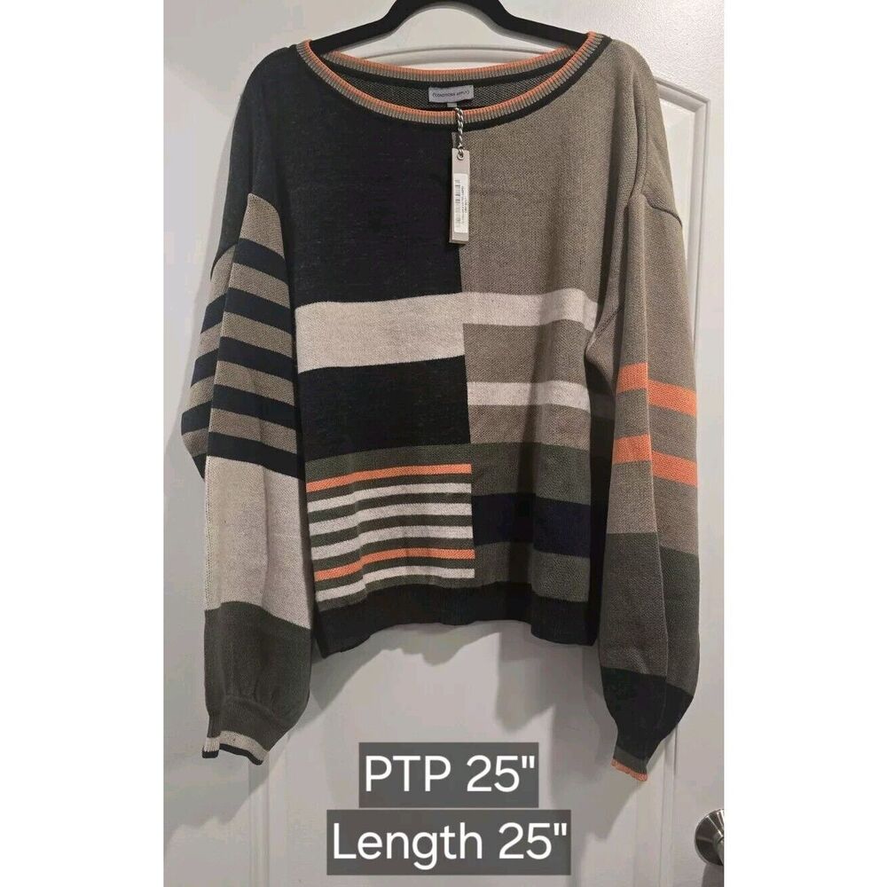 Anthropologie Conditions Apply Multi Striped Ankia‎ Knitted Sweater Size L NWT